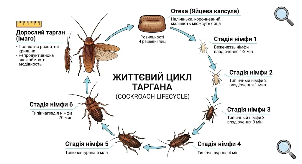 цикл розвитку таргана оотека німфа імаго