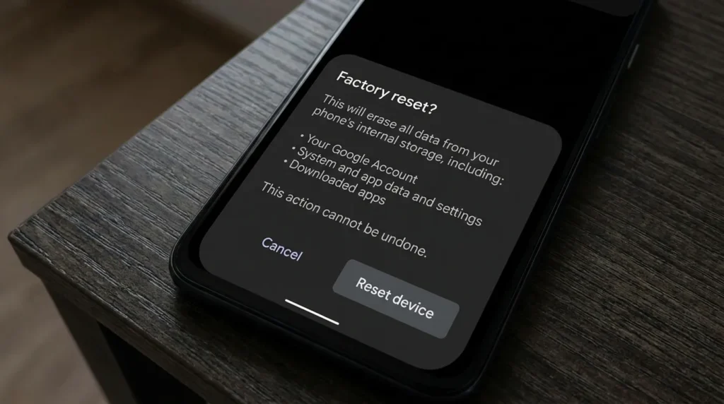 скидання до заводських налаштувань android для видалення вірусу