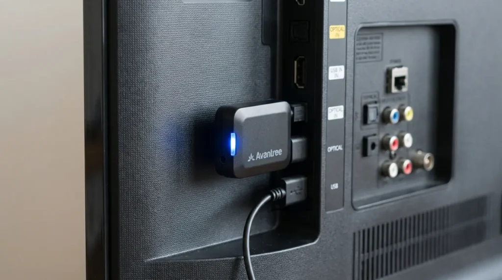 bluetooth передавач для телевізора підключений через оптичний вихід toslink