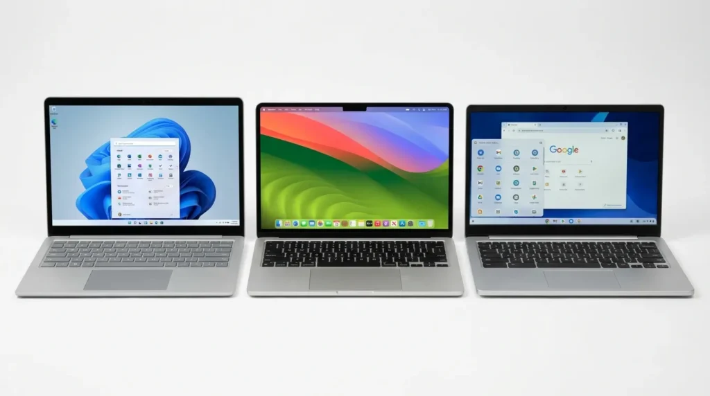 Порівняння операційних систем Windows macOS ChromeOS для студентського ноутбука