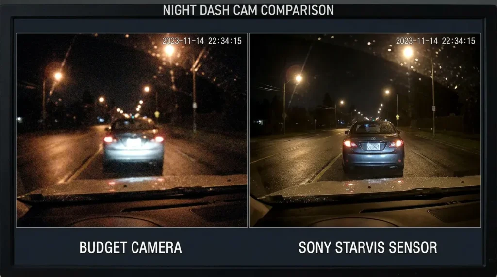 Порівняння нічної зйомки реєстратора — Sony Starvis проти звичайної матриці