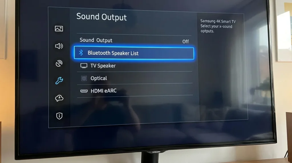 меню bluetooth на телевізорі Samsung налаштування виводу звуку