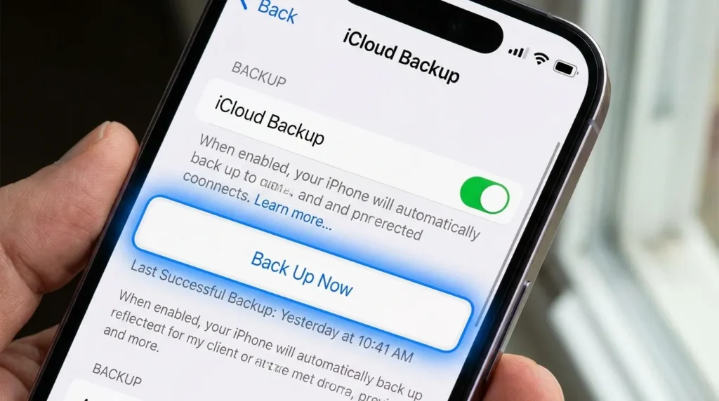 Налаштування резервного копіювання iCloud на iPhone — покроковий скріншот