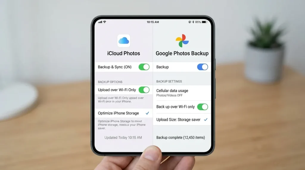 Налаштування синхронізації iCloud і Google Фото тільки по Wi-Fi на смартфоні