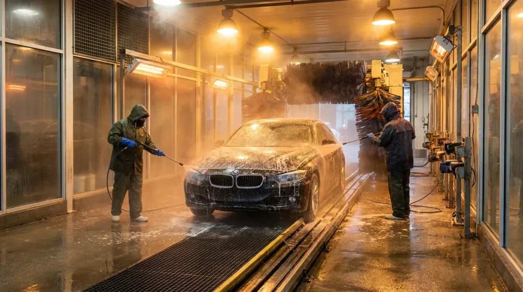 Закрита автомийка взимку з опаленням